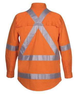 Hi Vis Day Night Long Sleeve Cross Tape Back Shirt | Workwear