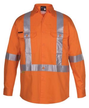 Hi Vis Day Night Long Sleeve Cross Tape Back Shirt | Workwear