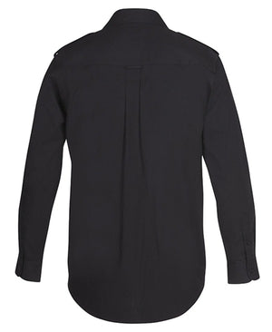 6E Mens Epaulette Shirt Long Sleeve Back View in black