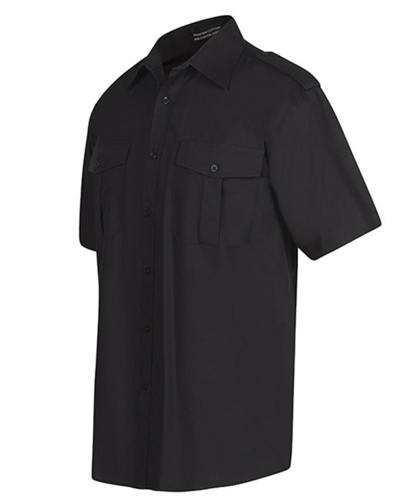 6E Mens Epaulette Shirt Short Sleeve Side View In Black