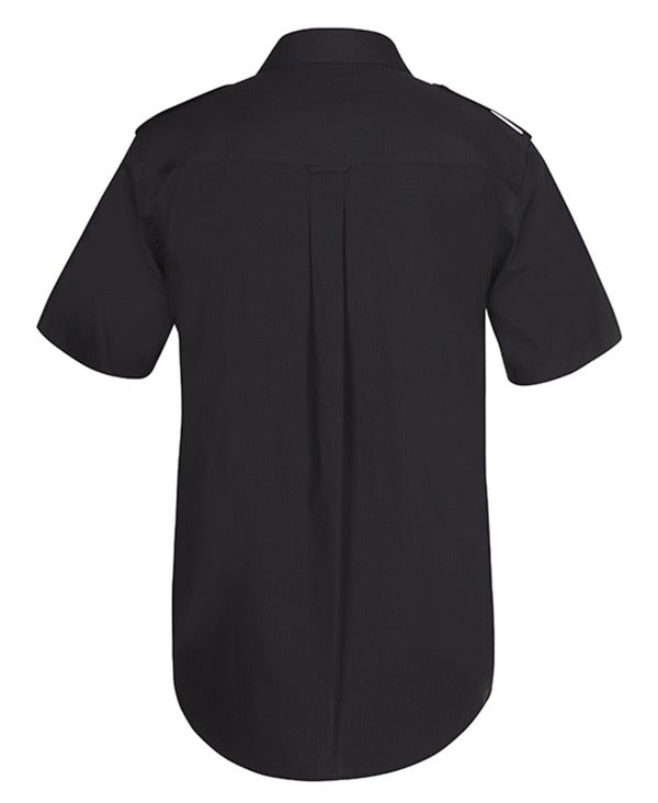 6E Mens Epaulette Shirt Short Sleeve Back View In Black