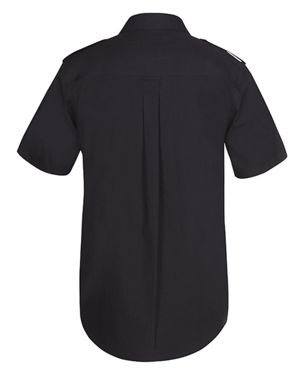 6E Mens Epaulette Shirt Short Sleeve Back View In Black