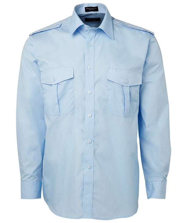 6E Mens Epaulette Shirt Long Sleeve in blue