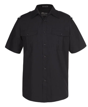 6E Mens Epaulette Shirt Short Sleeve in Black