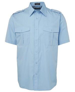 6E Mens Epaulette Shirt Short Sleeve in Blue