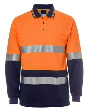 6HMCB JB's Hi Vis L/S (D+N) Cotton Back Polo - Safe-T-Rex Workwear Pty Ltd