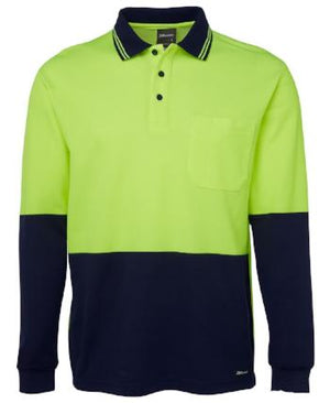 Hi Vis Long Sleeve Cotton Back Polo | Workwear