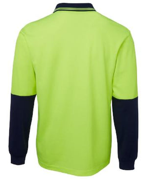 Hi Vis Long Sleeve Cotton Back Polo | Workwear