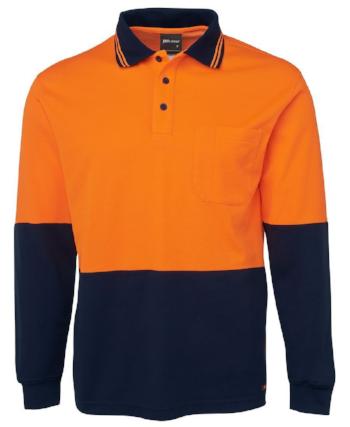Hi Vis Long Sleeve Cotton Back Polo | Workwear