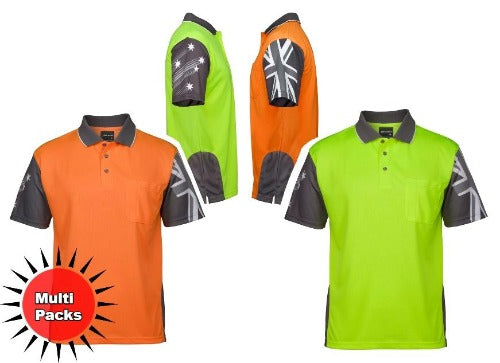 Multi Packs 6HSC JB's Hi Vis Southern Cross Polo Including Black Back Print - Safe-T-Rex Workwear Pty Ltd