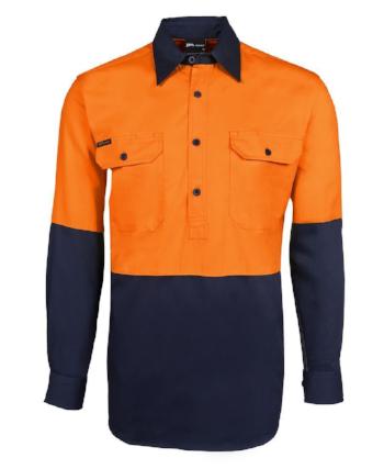Hi Vis Long Sleeve Close Front Shirt | Workwear