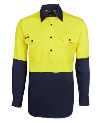 Hi Vis Long Sleeve Close Front Shirt | Workwear