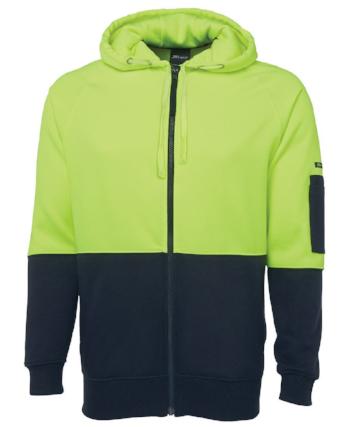 Hi Vis Full Zip Fleecy Hoodie | Workwear