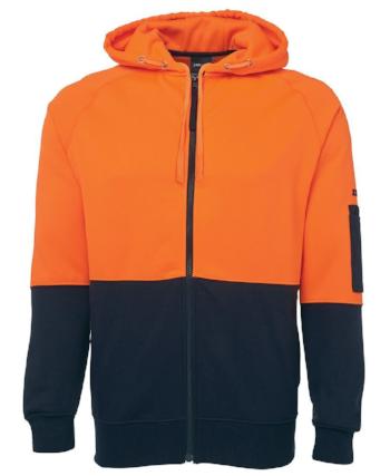 Hi Vis Full Zip Fleecy Hoodie | Workwear