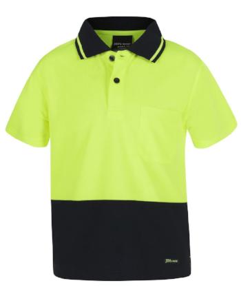 6HVNC Kids JB's Hi Vis Non Cuff Traditional Polo - Safe-T-Rex Workwear Pty Ltd