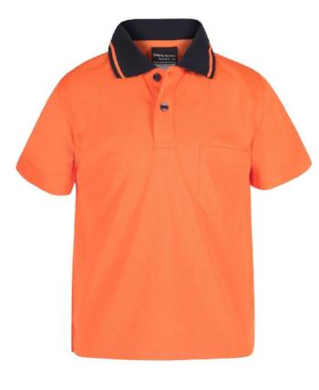 6HVNC Kids JB's Hi Vis Non Cuff Traditional Polo - Safe-T-Rex Workwear Pty Ltd
