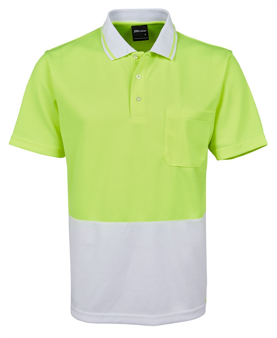 6HVNC White Painters JB's Hi Vis Non Cuff Traditional Polo - Safe-T-Rex Workwear Pty Ltd