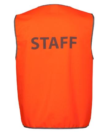 6HVS6 JB's Hi Vis Safety Vest "Staff" - Safe-T-Rex Workwear Pty Ltd
