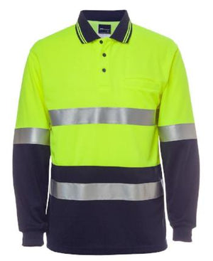 6HVSL JB's Hi Vis L/S (D+N) Traditional Polo - Safe-T-Rex Workwear Pty Ltd