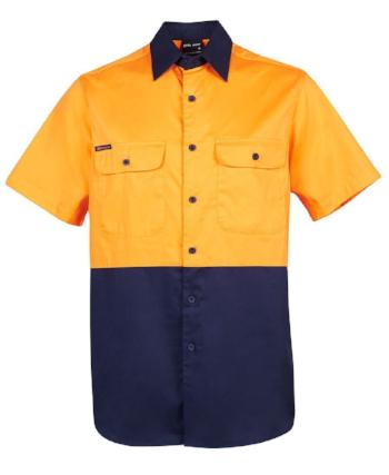 6HWSS JB's Hi Vis S/S 150G Shirt in Orange/Navy | Printed Workwear