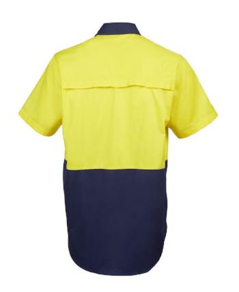 6HWSS JB's Hi Vis S/S 150G Shirt in Yellow/Navy | Printed Workwear