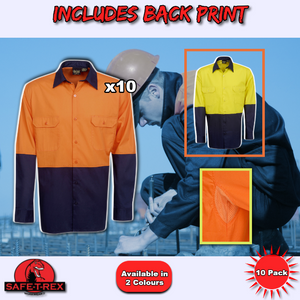10 Pack C81 Hi Vis Cotton Twill Shirt Including One Position Printing