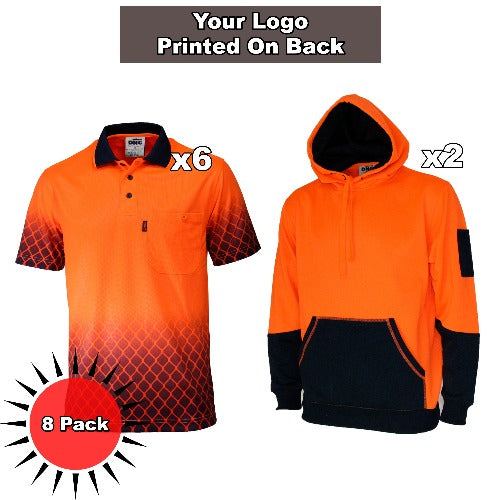 DNC Hi Vis Metal Mesh 8 Pack - Printed On Back in Orange