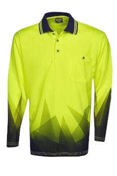 15 Pack of P68 Triangular Design L/S Hi Vis Polo Shirts Printed On Back