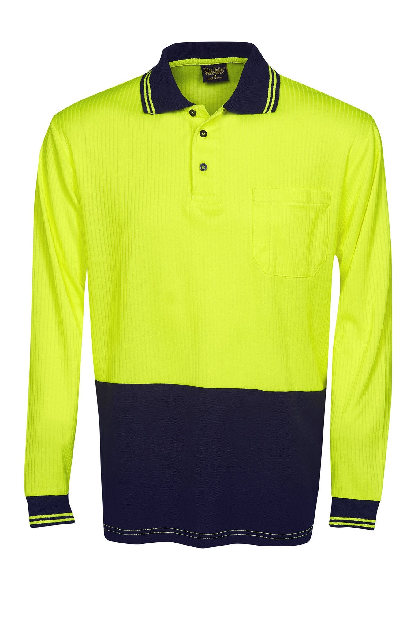 Hi Vis Long Sleeve Drop Needle Cotton Back Polo | Workwear