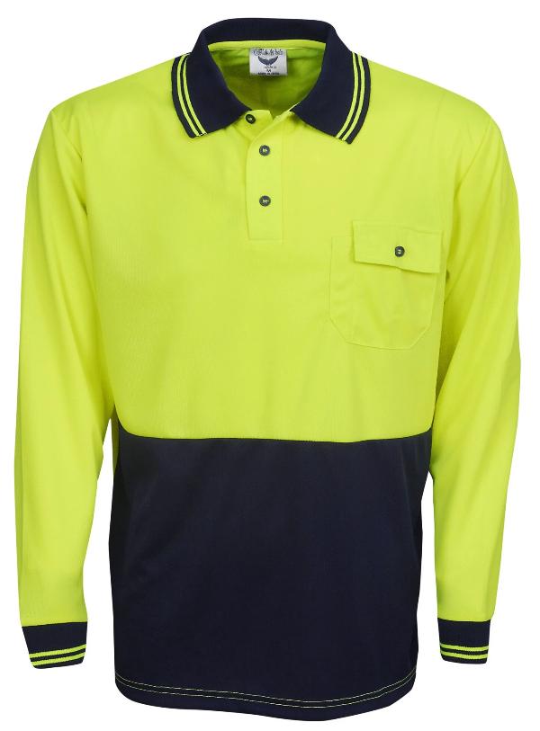 Hi Vis Long Sleeve Cooldry Polo | Workwear