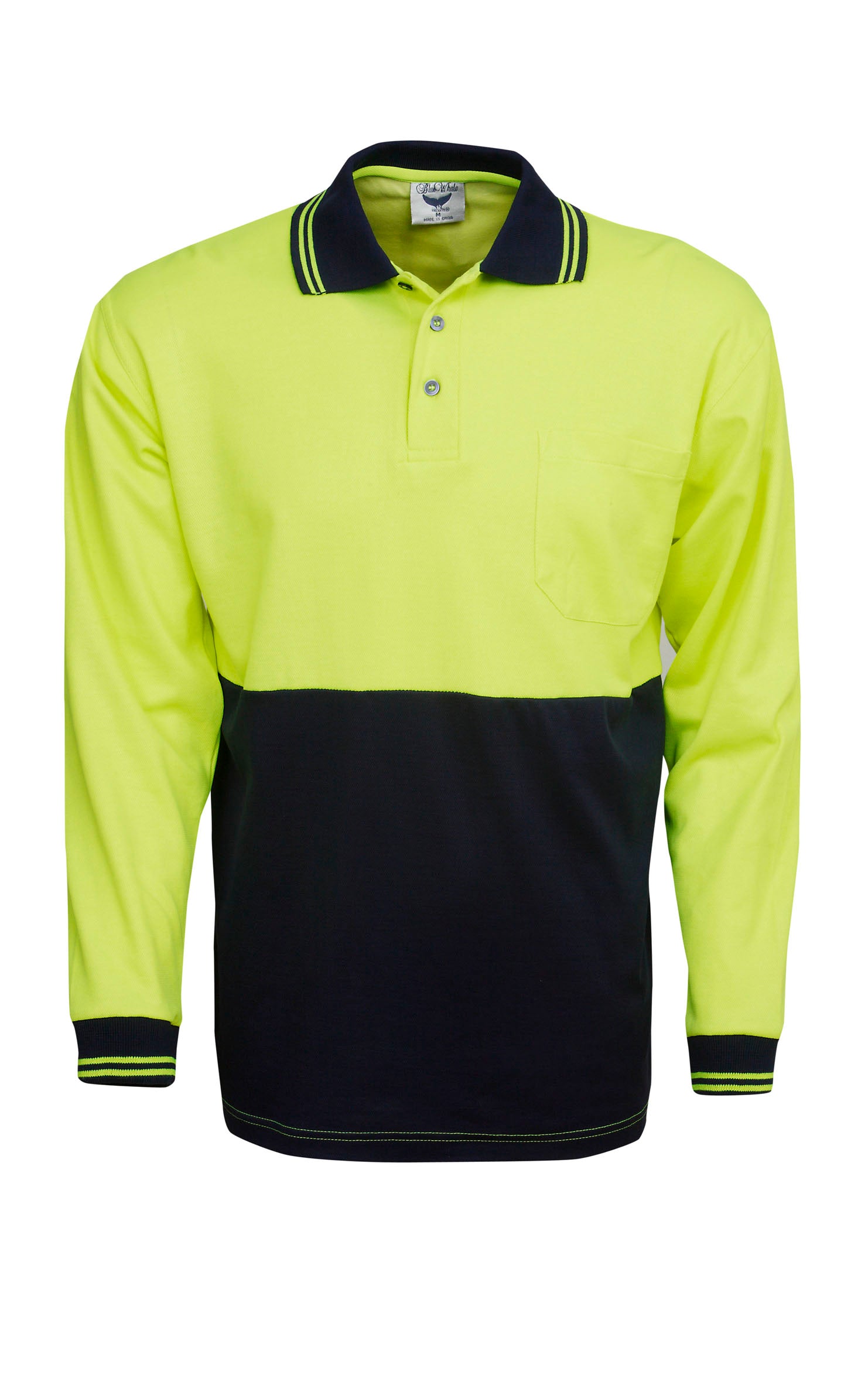 Hi Vis Long Sleeve Cotton Back Polo | Workwear
