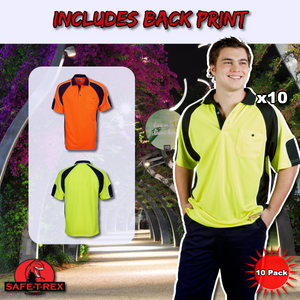 Side Panel 10 Pack Short Sleeve - 10 x P87 - Printed On Back - Safe-T-Rex Workwear Pty Ltd