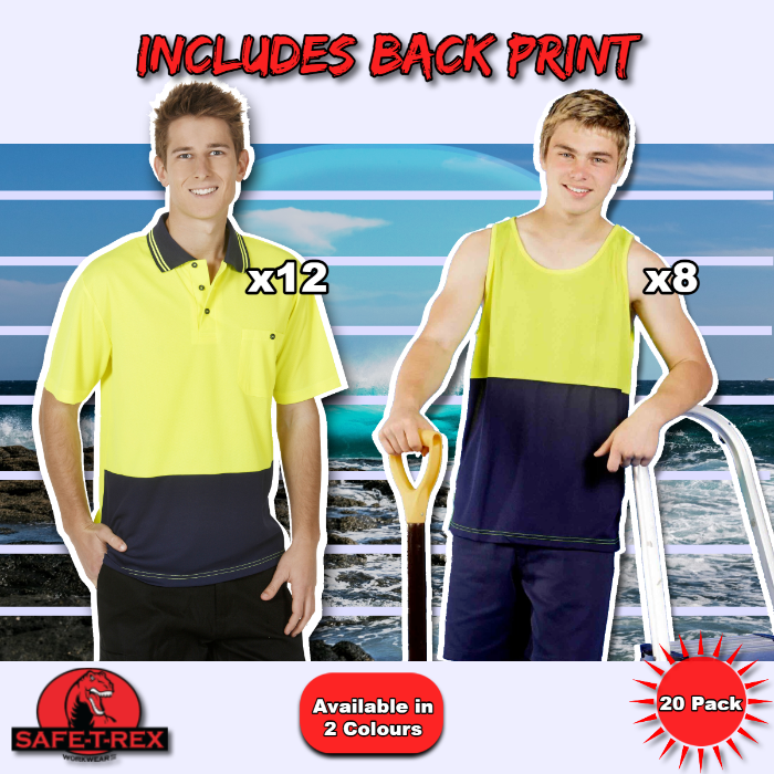 Value Pack 12 Polos P62 & 8 Singlets S81 Printed On Back