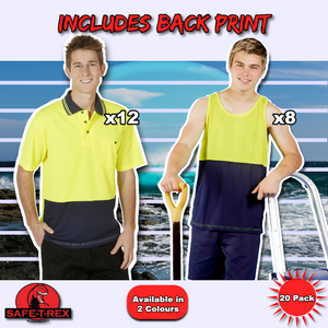 Value Pack 12 Polos P62 & 8 Singlets S81 Printed On Back