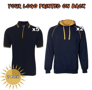 JB's Contrast Polos & Hoodies 8 Pack With Back Vinyl Print