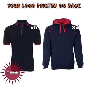 JB's Contrast Polos & Hoodies 8 Pack With Back Vinyl Print