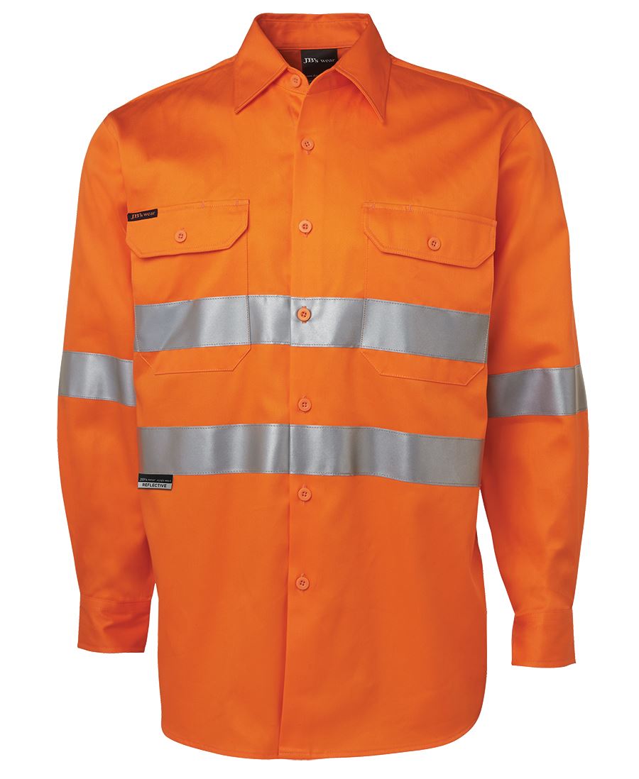 L/S 190G Shirt With 3M Tape In Orange - Safe-T-Rex Workwear Pty Ltd