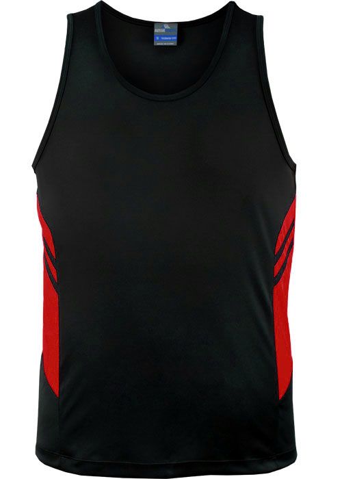 TASMAN MENS SINGLETS - 1111 | Printed Workwear Online | Safe-T-Rex